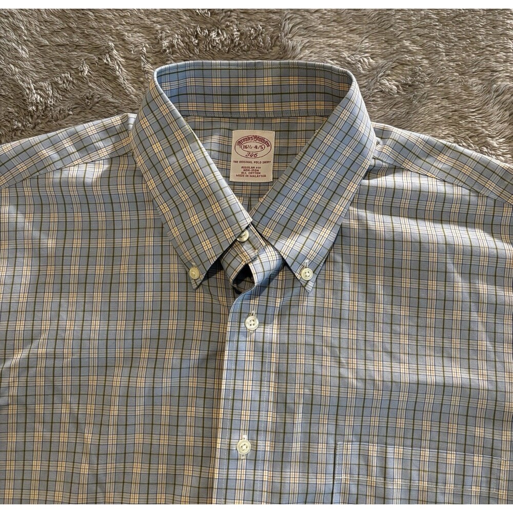 Brooks Brothers 346 Shirt Mens Check Button Up Cotton Long Sleeve Casual